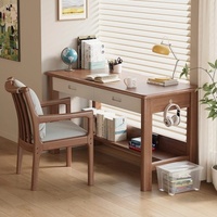 Bureau multifonctionnel moderne en bois de caoutchouc SONA HOME - Style brun chaud - Meubles de bureau à domicile