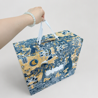 Boîte cadeau magnétique en papier d'art imprimé avec poignée en ruban pour gâteau de lune de la mi-automne |   Carton gris OEM ODM Vente en gros d'usine