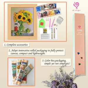 Kits de peinture diamant 5D personnalisés avec tournesol encadré, faits main, adaptés aux débutants, cadeau de vacances pour enfant - Product Image 3