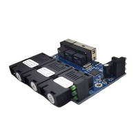 Convertisseur de média fibre optique RPOE 100M, carte PCBA, 3 ports RJ45 + 3 ports fibre SC UPC monomode simplex, portée 20KM, commutateur Ethernet