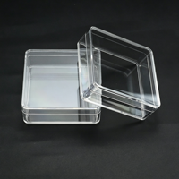Boîte de rangement carrée transparente en plastique PS 6x6x2cm, 50ml, couleur personnalisable, boîte cadeau avec couvercle pour bijoux, petites pièces