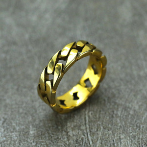 Bijoux fins mode acier inoxydable cubain lien chaîne anneau vélo chaîne anneaux étanche bijoux Gold18k Perhiasan - Product Image 4