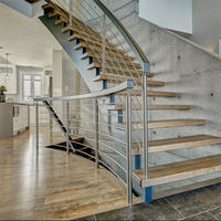 DAIYA escalier intérieur avec semelle en bois escalier incurvé rampe tubulaire en acier inoxydable