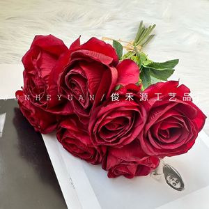 Roses artificielles Junheyuan, 7 têtes sur une seule branche, pour la décoration de mariage et de la maison - Product Image 2