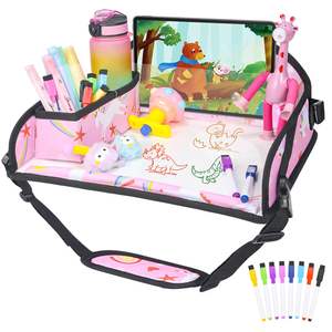 Échantillon gratuit Plateau de voyage écologique pour enfants avec fermeture éclair, plateau de jeu pour siège auto pour tout-petits, parois latérales solides renforcées, poches en filet - Product Image 1