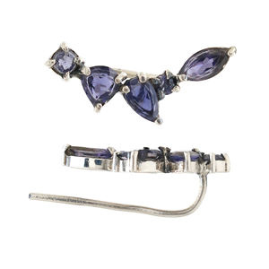 Los pendientes de Iolite Ear Climber de diseñador minimalista de calidad fina más asequibles en plata de ley 925 - Product Image 1