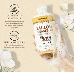 HODAF OEM ODM <span class=keywords><strong>Shampoo</strong></span> Liquido a Base di Sebo di Manzo Puro, Detergente per Capelli a Base di Grasso di Bovini Alimentati a Erba, Formula Ecologica e Biodegradabile - Product Image 4