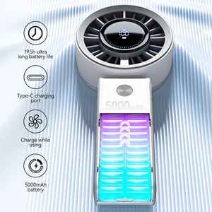 Ventilador de pantalla Digital de alta velocidad de mano pequeño ventilador fresco Mini portátil tipo C carga escritorio plegable 100 niveles ventilador de cuello colgante - Product Image 6