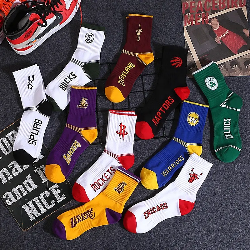 Ready To Ship All Star High Quality Basketball Socks With Team Logo Autumn Winter Breathable Men Cotton Sports Socks