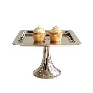 Support à gâteau rectangulaire en acier inoxydable, socle pour cupcakes, pâtisseries, desserts, présentoir décoratif pour fêtes - Product Image 1