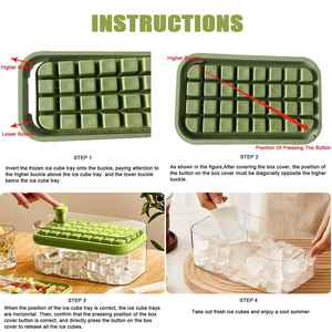 Wholesale 64 Pcs Ice Cubes Molds Ice Cube Tray with Lid and <b>Bin</b> for Freeze with 2 TraysIce Cube Trays Molds for Whiskey Cocktail - Product Image 3