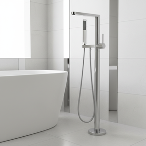 Robinet de <span class=keywords><strong>baignoire</strong></span> sur pied avec <span class=keywords><strong>douchette</strong></span>, mitigeur de <span class=keywords><strong>baignoire</strong></span> autoportant en laiton à poignée unique pour salle de bain et hôtel - Product Image 3