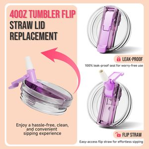 Tapa de Repuesto para Vaso de 40 oz con Pajita Abatible, 100% Hermética y a Prueba de Polvo, Tapa de Tritán para Vaso Quencher - Product Image 5