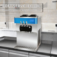Commerciële RVS tafelmodel soft serve ijsmachine 30L/u fruit & melk compatibel hoge capaciteit ijsmachine
