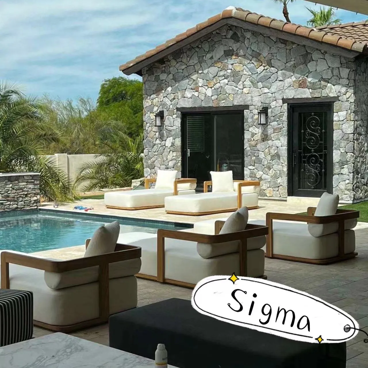 SIGMA Teak Wood Sun Loungers For Pool Side Outdoor Teak Furniture Wood Chaise Lounge