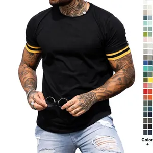 Custom Logo Heren Beste Kwaliteit Merk T-Shirt Heren Mode K Color Matching Casual Slim Fit T-Shirt Met Korte Mouwen