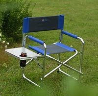 Chaise de Réalisateur Pliante Moderne en Aluminium de Qualité Supérieure, Robuste et Grande Taille, avec Table d'Appoint, Idéale pour la Plage et les Espaces Extérieurs