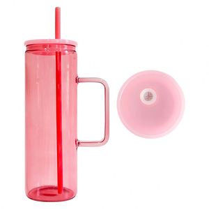 Warehouse.20Oz Colorful <b>Clear</b> <b>Jelly</b> Straight 20Oz Sublimation Blank Glass Cup Coffee Mug With Handle - Product Image 2