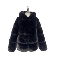 Manteau en fausse fourrure de renard UMOO, nouvelle collection automne-hiver, écologique, à capuche, épais et chaud, boutons recouverts, polyester/coton, pour femme, best-seller