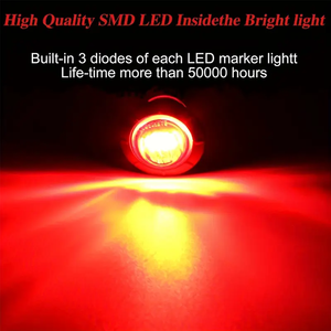 New 12V/24V 3SMD 3/4\" Round LED Side Marker <strong>Lights</strong> for Car Van Bus Truck and Trailer Clearance DRL Parts - Product Image 4