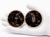 Pièce de monnaie en cuivre pur 1 oz, double face, gravée en 3D et imprimée UV, couple de vampires, thème gothique fantastique, médaille de collection