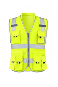 Nouveau Gilet de Sécurité Haute Visibilité Jaune Réfléchissant Multi-Poches Unisexe pour Gardiens et Travailleurs – Uniforme de Sécurité en Polyester - Product Image 1