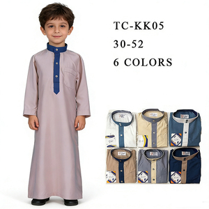 Design a manica lunga in stile modesto in poliestere musulmano prega Thobe per ragazzi-Arabiya Jalabiya per bambini per la <span class=keywords><strong>preghiera</strong></span> e l'uso quotidiano - Product Image 1