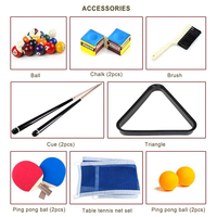 Chine américain pare-chocs billard salle à manger table de billard 7ft 8ft 9ft pied ping-pong tennis de table 3 en 1