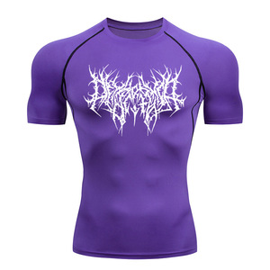 T-shirts de compression à séchage rapide et haute élasticité personnalisés pour hommes, manches courtes, course à pied, gym, fitness, boxe, vêtements de sport, look sportif - Product Image 4