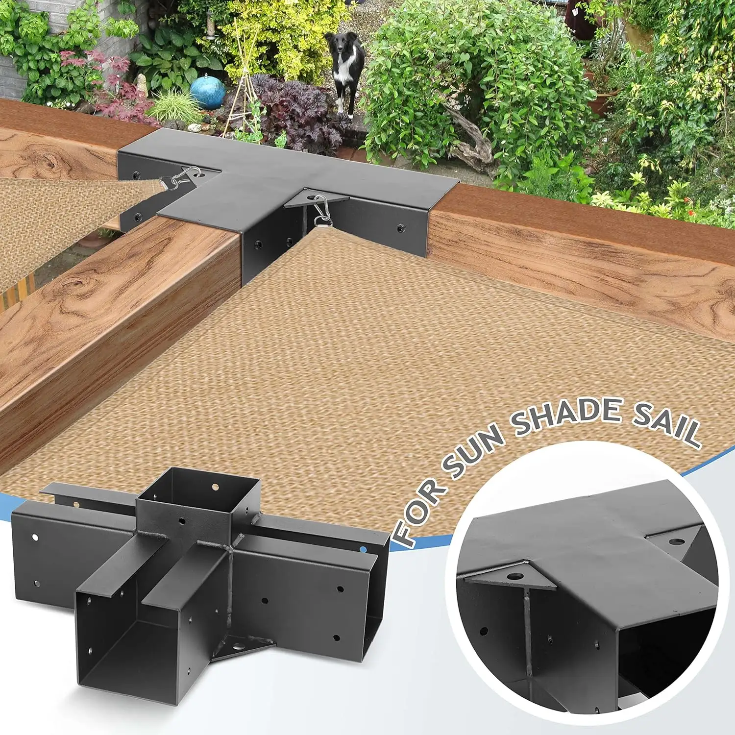 Kit de soporte de pérgola, soporte de viga de madera para jardín al aire libre, soporte de casa de árbol resistente de Metal