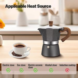 Cafetière Moka en aluminium 3 <span class=keywords><strong>tasses</strong></span> pour cuisinière, 150 ml (5 oz), pour les amateurs de café - Product Image 4