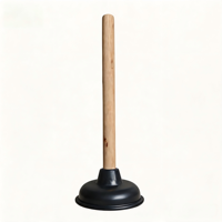 Vente directe usine en gros – Déboucheur WC manuel écologique, flexible, mini, durable en TPR+bois, noir/rouge, modèle 8359