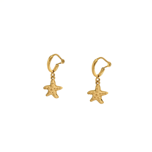 Boucles d'oreilles pendantes étoile de mer en acier inoxydable 316L plaqué or PVD, durables et résistantes, pendentif tendance - Product Image 2