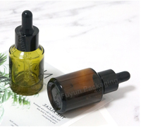 Flacon en verre ambré vert de luxe de 30 ml, fond épais, cylindrique, pour huile essentielle, sérum ou crème de soin de la peau, avec bouchon pompe ou bouchon à vis.