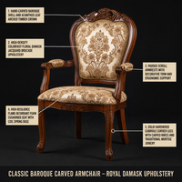 Chaise de salle à manger démontable en bois massif sculpté de style européen, fauteuil vintage classique avec dossier pour maison et villa, fauteuil antique