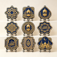 Ornement de bureau en résine UV en gros, motif floral 3D en relief de mosquée du Ramadan, décoration de table pour la maison, support personnalisé