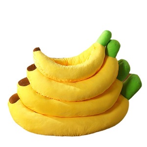 Banana Shaped <b>Cat</b> Bed Oval <b>Plush</b> Pet Bed For <b>Cats</b> Four Seasons Use Hand Washable Polyester Fiber Fill - Product Image 4