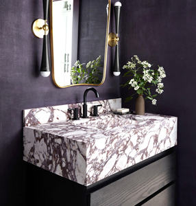 Meja Rias Marmer Calacatta Viola, Wastafel Kamar Mandi Marmer Violet, Unit Meja Rias Marmer dengan Urat Ungu - Product Image 3