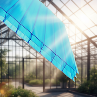 Panneaux alvéolaires en polycarbonate transparent bleu à 3 couches avec protection UV pour toitures de serres et aéroports (OEM)