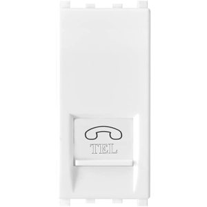White Telephone Socket Compatible With Vimar Plana <b>Wall</b> <b>Plate</b> TEL Outlet - Product Image 1