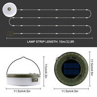 Lanterne solaire de camping rétractable avec guirlande lumineuse en cuivre RGB blanc chaud 2000mAh USB IP65 CE ETL FCC pour extérieur, patio, tente