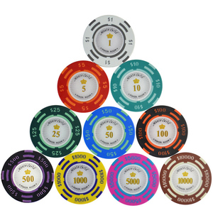 Jetons de poker en argile Monte <span class=keywords><strong>Carlo</strong></span> 40 mm 14 g avec numéros autocollants - Product Image 1