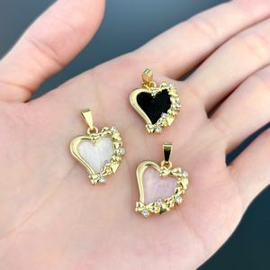 Pendentif JXX au design tendance, plaqué or 18 carats, pendentif cœur en laiton de haute qualité avec zircon - Product Image 2