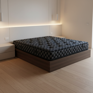 <span class=keywords><strong>Matelas</strong></span> texturé tissé à la main moderne, motif à carreaux noirs, construction sans colle, design trèfle à quatre feuilles, ressorts ensachés - Product Image 1