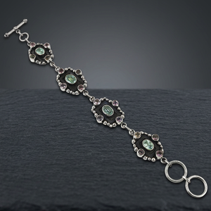 Bracelet chaîne vintage en argent tibétain Art Palace avec motif de fleur en cristal pour femme - Product Image 2