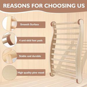 Respaldo de madera maciza para sauna, en forma de onda, material natural, almohadillas antideslizantes para accesorios de sala de sudoración - Product Image 5