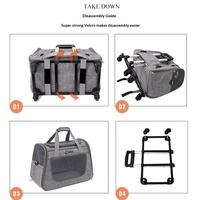 Sac de transport pour chat et chien en tissu Oxford, extra-large, à roulettes, à porter à l'épaule/en bandoulière, détachable