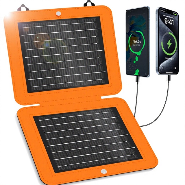 Portable Solar Panels 10W 23% Efficiency Small Solar Charger 5V USB-A USB-C Fast Charging IPX5 Waterproof Foldable Portable