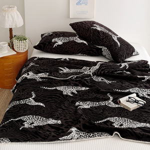 Leopard Print <strong>Double</strong> Sided Sheep Fleece Throw Blanket, Wearable Cape Cover with Snap Button for Office Sofa Home Decor Wholesale - Product Image 4