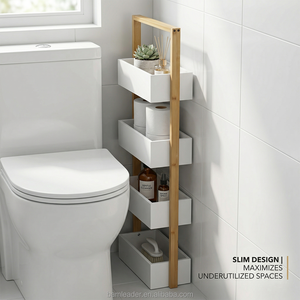 Étagère <span class=keywords><strong>de</strong></span> rangement étroite à 4 niveaux <span class=keywords><strong>en</strong></span> <span class=keywords><strong>bambou</strong></span> naturel, directement <span class=keywords><strong>de</strong></span> l'usine, <span class=keywords><strong>pour</strong></span> l'organisation <span class=keywords><strong>de</strong></span> la <span class=keywords><strong>salle</strong></span> <span class=keywords><strong>de</strong></span> <span class=keywords><strong>bain</strong></span>, gain <span class=keywords><strong>de</strong></span> place - Product Image 1